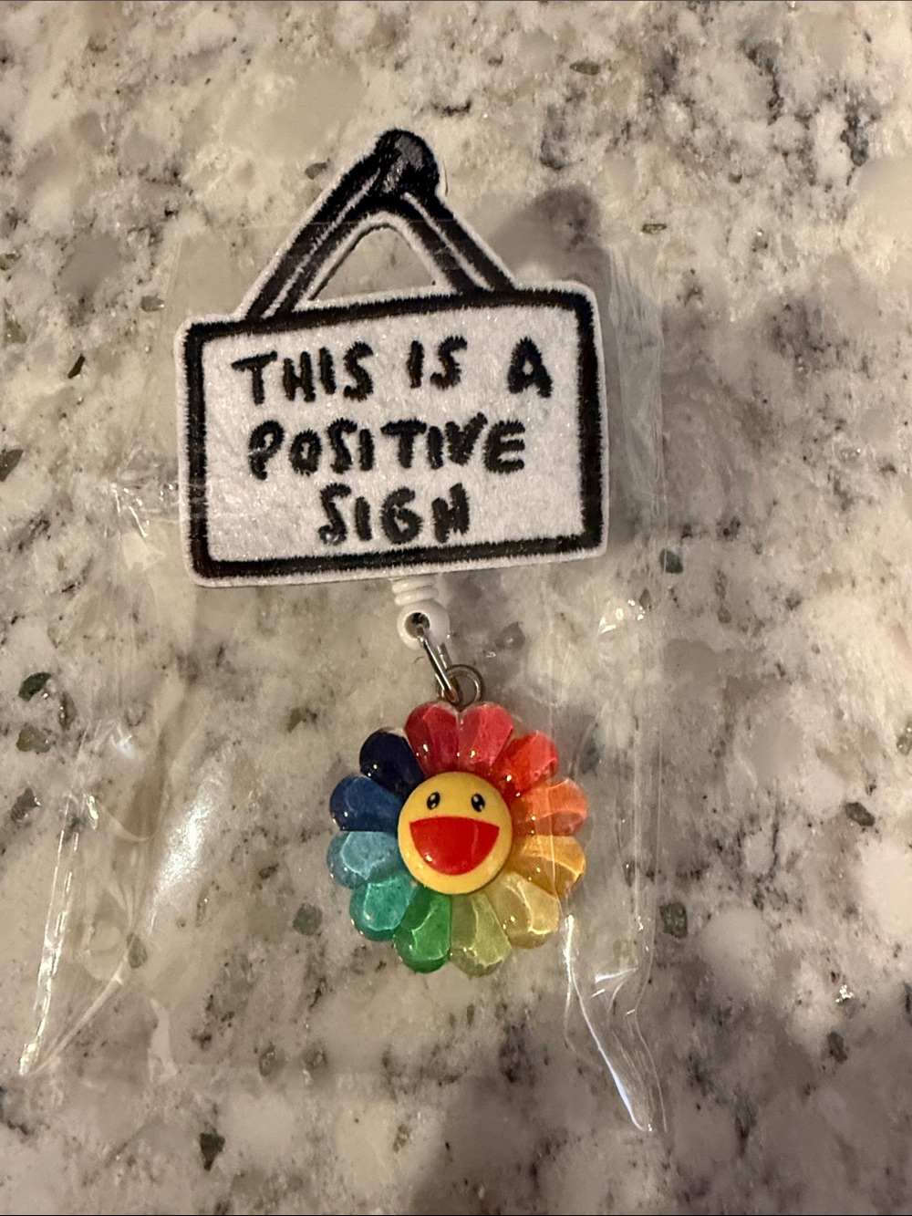 This Is A Positive Sign Rainbow Flower Wall Decor Pull Lanyard